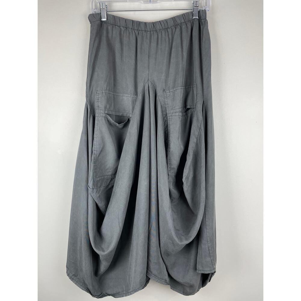 Tempo Paris Midi High/Low Skirt w/ Cargo Pockets 100% Tencel Sz L